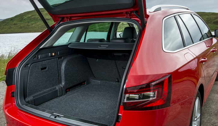 You get 660 litres of boot space with the seats up, 1950 with them folded – read more in our Škoda Superb review