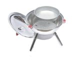 The sleek stainless steel Bodum Fyrkat charcoal barbecue has a 37cm-diameter grille