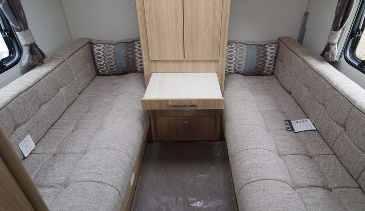 Here we're inside the new-for-2016 Coachman Vision 570 which has two big parallel dinettes