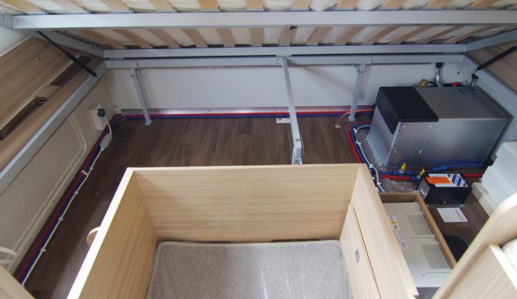 There’s room for the Pastiche 470's L-shaped under-bed storage area to be even larger