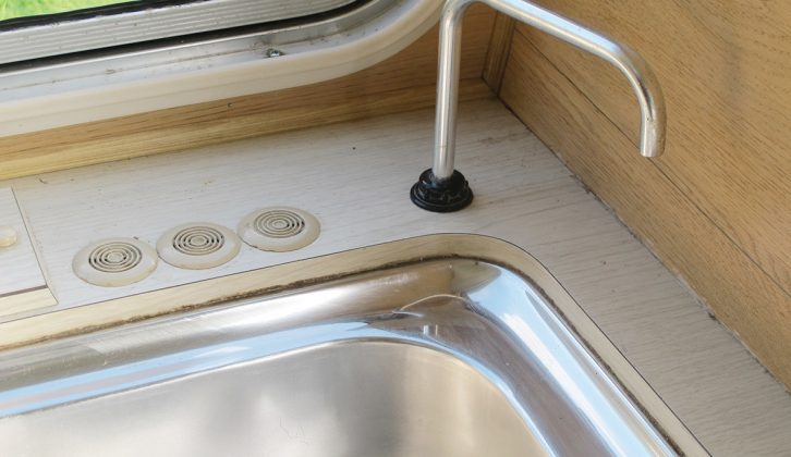 Many 1970s vans had a foot pump to send cold water to the tap – and basic Eriba caravans still have this