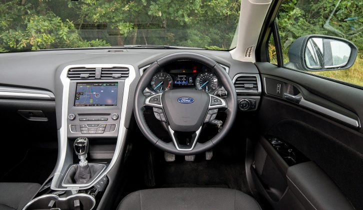 The Ford Mondeo’s cabin feels well-built, but the finish isn’t up to the new VW Passat’s