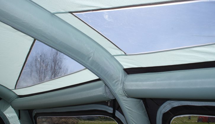 Sunroof-style extra glazing allows additional light into the CompactAirLite 340 awning
