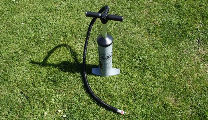 This double-handed hand-pump locks into the valve and you just pump until it resists