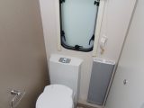 The Elite 530's toilet cubicle has an opening window, which is frosted and has a blind for privacy