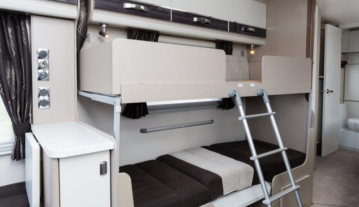 The sixth berth in the Sterling Elite 630 is the top bunk