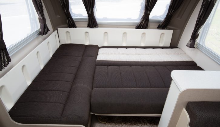 The L-shaped seating makes up into a large double bed