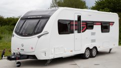 The six-berth 2016 Sterling Elite 630 boasts a full end washroom and a fixed French bed