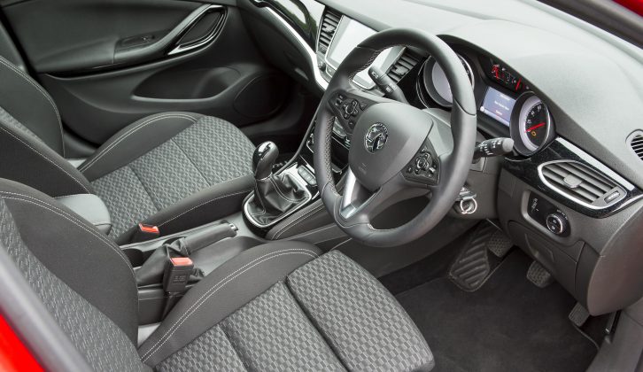 The new Vauxhall Astra's cabin is smart and spacious, although we found the conventional handbrake rather stiff
