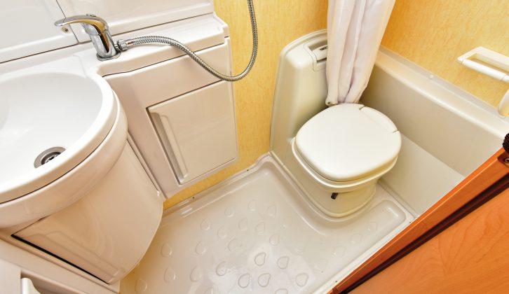 The excellent side washroom in the Amara 380/2 was new for the 2005 model year