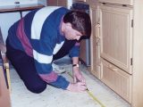 If the floor has delaminated, remove carpet, check ply for distortion, measure and mark drill holes