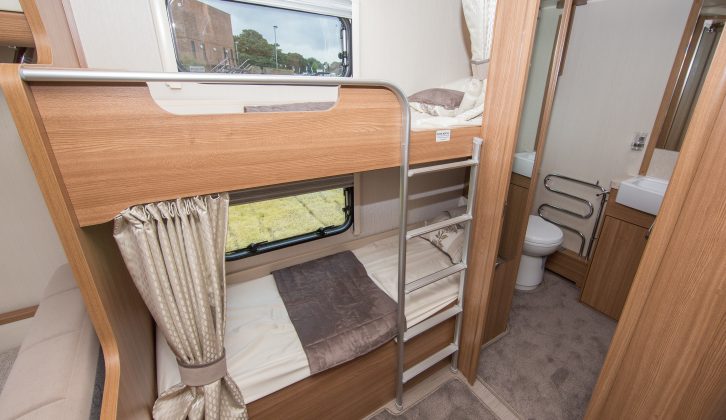 Each of the fixed bunks in the Compass Rallye 636 has a window and a privacy curtain, and measures 1.80m x 0.60m