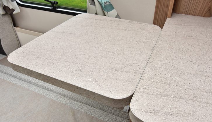 Extend this flap to get extra worktop space in the 2016 Swift Challenger 580