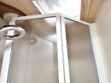 The shower cubicle of the 580 is fully lined and located on the caravan's nearside