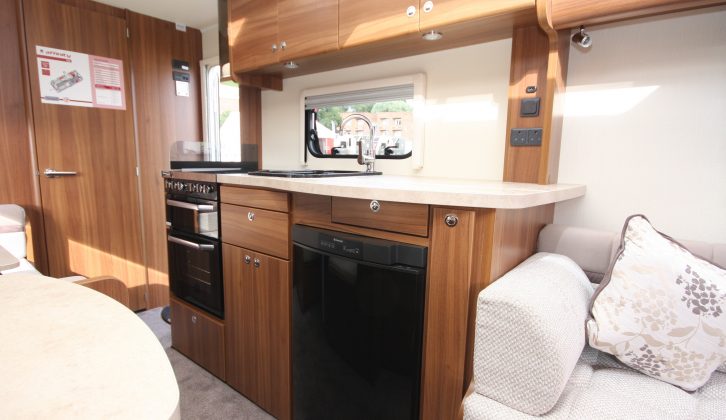 You get a good-sized Dometic fridge/freezer and great worktop space in the Affinity 530's kitchen
