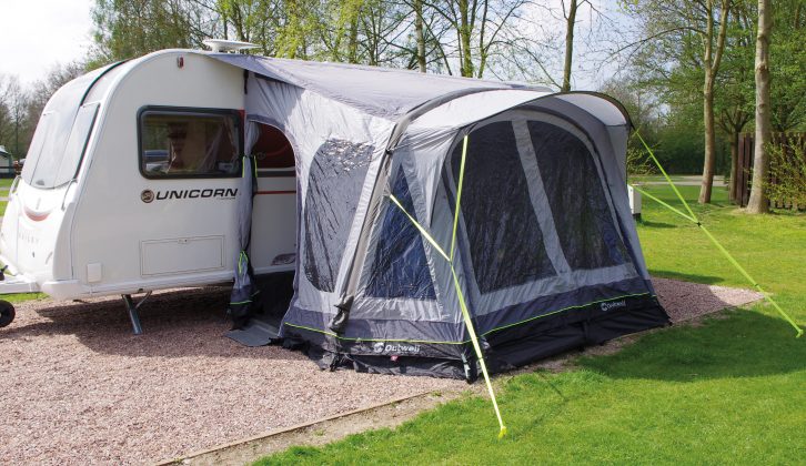 Mike Le Caplain reviews the mid-range Pacific Coast awning, one of three inflatable caravan awnings from Outwell