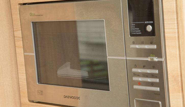 A microwave oven at a good height is a welcome sight in the kitchen