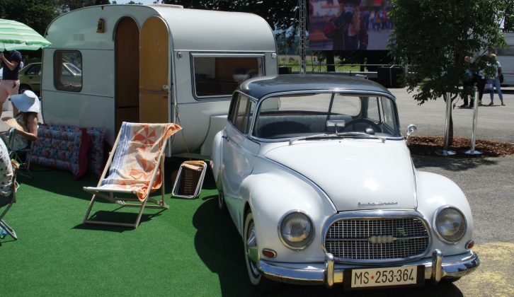 Hitched to a fabulous Auto Union 1000S, this 1967 Adria 305 SLB was built two years after the original 375 and represents Adria’s first generation of caravans with its oval, asymmetrical shape, contour lines and white finish