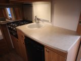 There's lots of worktop space in the kitchen – read more in the Practical Caravan 2016 Sprite Freedom FB review