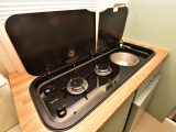 The kitchen is basic, but high quality, with a two-ring Thetford hob and a stainless-steel sink – read more in the Practical Caravan Barefoot review