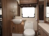 There's an electric flush toilet in the twin-axle 650's central washroom