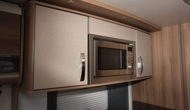 Above the smart, back-lit splashback is a microwave, which could be too high-set for shorter caravanners
