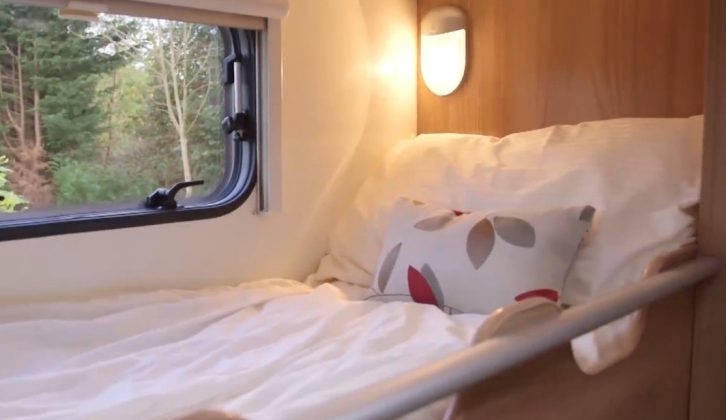 The fiive-berth Bailey Pegasus Ancona has fixed bunks opposite the dinette