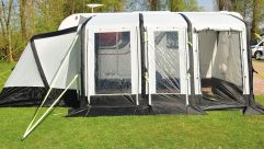 All three large front window sections can be rolled up on the SunnCamp Ultima Air 390 Deluxe