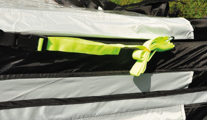 Storm straps in hard-to-miss fluorescent yellow are standard on this £710 awning