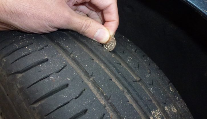 Before leaving home, check that the tread is legal on your car's tyres – and those on the caravan, too