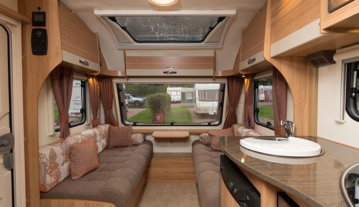 Space is generous in this entry-level caravan's lounge and the optional sunroof (£360) is a worthwhile addition