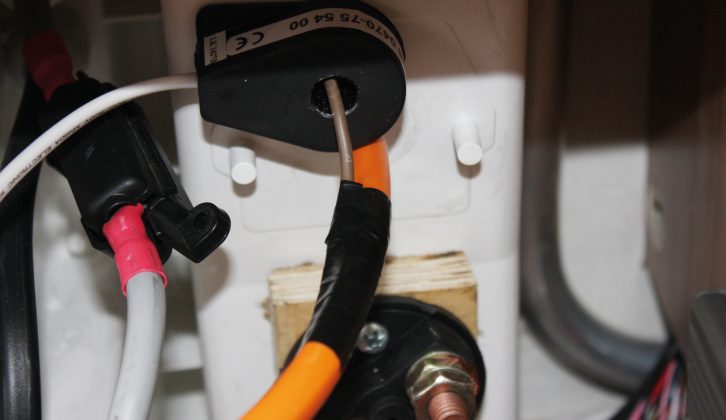Mount the monitor securely, feed the cable out and tidy with cable-ties and insulating tape