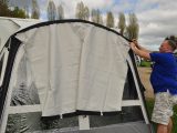 the Kampa Fiesta Air Pro range fits caravans with awning rails at a fixing height of 235cm-250cm