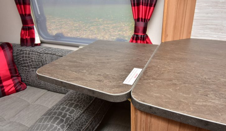 There's a useful worktop extension flap in the kitchen of the Lunar Lexon 580