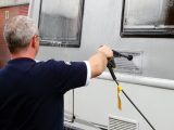 Be careful using a high-pressure power hose to clean your van and don't aim the
jet directly at a ventilator