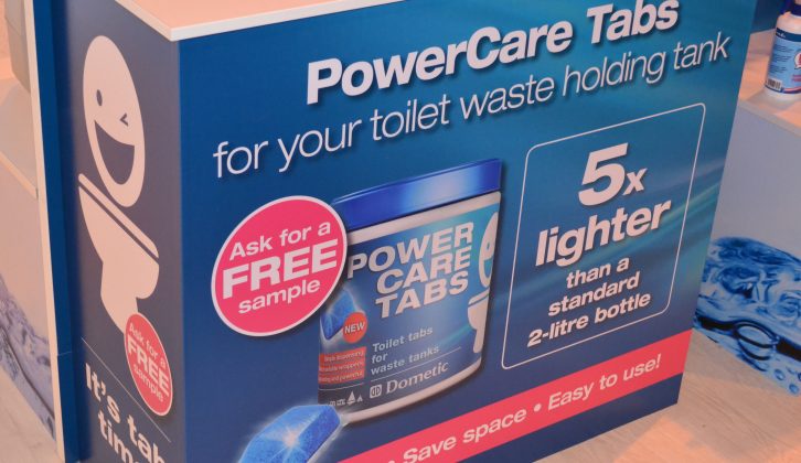 Dometic's convenient PowerCare Tabs are being promoted at the show – head to hall 3 for your free sample