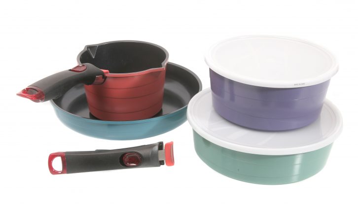 The Lakeland Ceramica set contains four colourful pans for £94.99