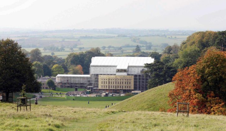 Major repairs to Dyrham Hall's roof meant it was largely hidden by scaffolding