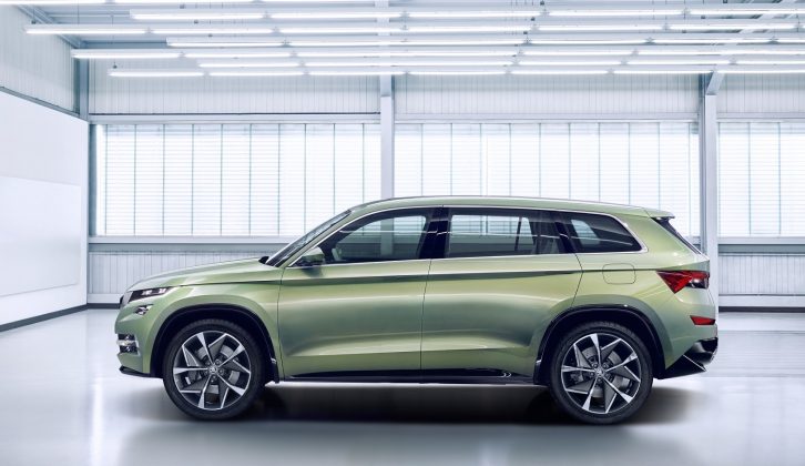 In profile view, there's more than a hint of the Range Rover Evoque in the styling of the VisionS
