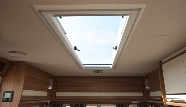 The Skyview rooflight ensures the living area is well lit – read more in the Practical Caravan Lunar Quasar 574 review