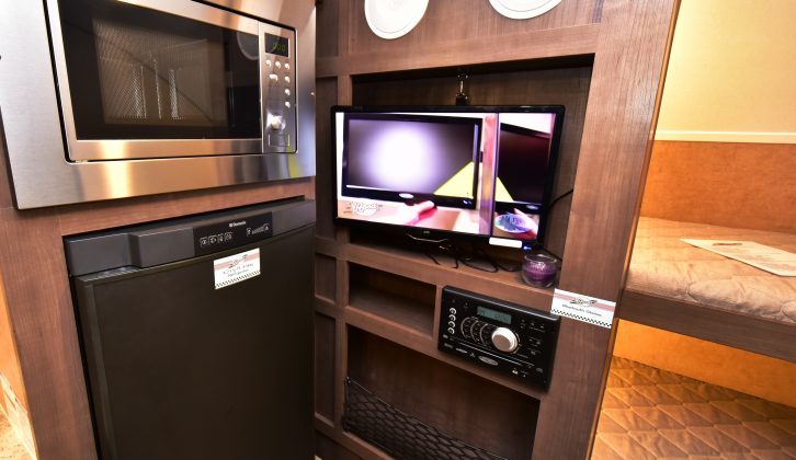 There's an excellent entertainment centre and plenty of mains sockets in the R-pod caravan