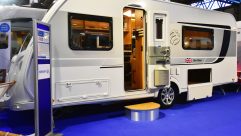 With its door on the nearside and bearing the British flag, there's no doubt at which market the Knaus StarClass 560 is aimed