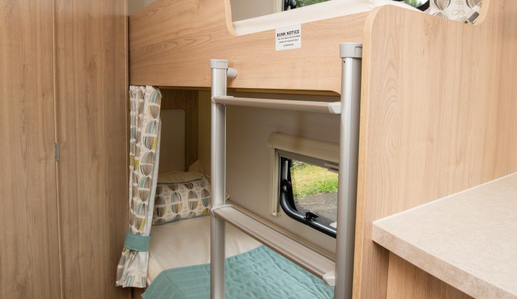 Each fixed bunk benefits from a window, a curtain and a reading light – read more in the Practical Caravan Xplore 586 review