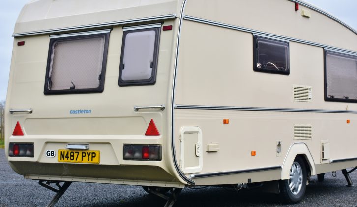 The Castleton HL Roadster caravan has a distinctive rear and all services except the battery box are on the nearside
