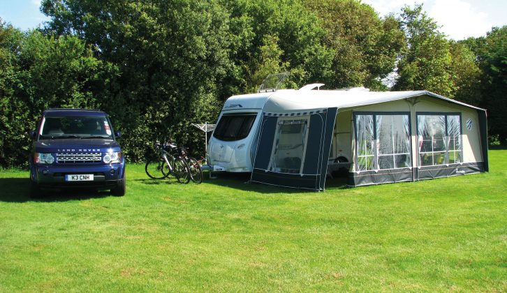 Here's the Hutson's original Isabella awning, fitted to their old Lunar Clubman caravan