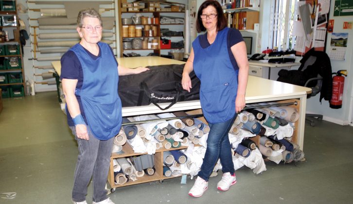Christine (left) and Sue (right) altered the awning at Isabella International Camping Ltd in Buckinghamshire
