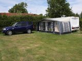 The completed awning gets its first outing attached to the Hutsons' new Lunar Clubman