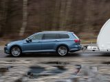 Four-wheel drive means the VW Passat is happy in all weathers, even our damp tow test, plus it's heavier than others in the range – read on to find out what tow car ability it has