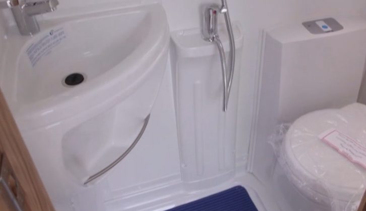 The compact Lunar Conquest EK's washroom