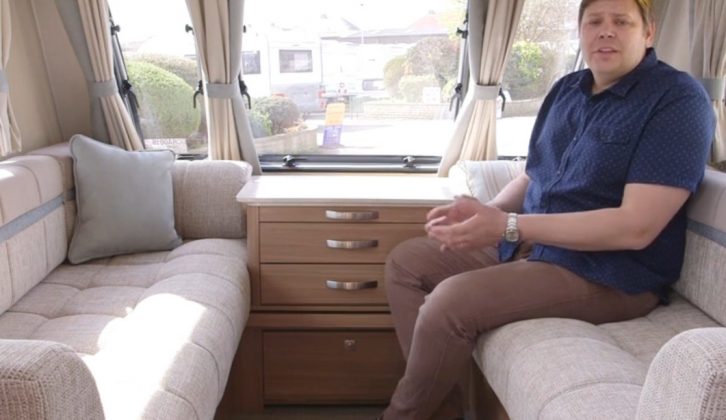 There's a comfy lounge in the light two-berth Compass Corona 462